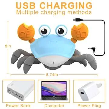 Plnmlls Crawling Crab Baby Toy,Tummy Time Toys Equipped with LED Lights and Music,Early Learning Educational Toys,Birthday Toy for Infant Toddler Boy Girl