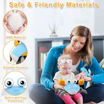 Plnmlls Crawling Crab Baby Toy,Tummy Time Toys Equipped with LED Lights and Music,Early Learning Educational Toys,Birthday Toy for Infant Toddler Boy Girl