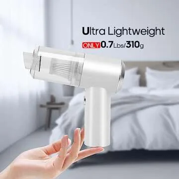 Auloea Mini Car Vacuum Cleaner(4500 pa) Portable Cordless Rechargeable,Tiny Handheld Vacuum, Computer Hand Vacuum for Keyboard and Laptop, Mini Hand Held Vac for Car and Home /V01/White