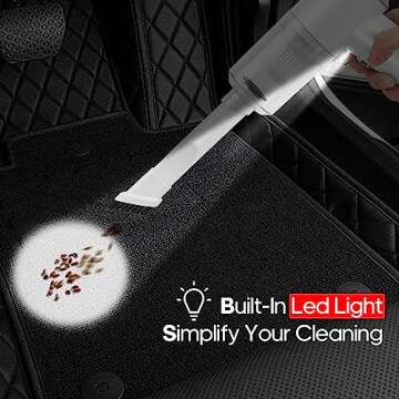 Auloea Mini Car Vacuum Cleaner(4500 pa) Portable Cordless Rechargeable,Tiny Handheld Vacuum, Computer Hand Vacuum for Keyboard and Laptop, Mini Hand Held Vac for Car and Home /V01/White