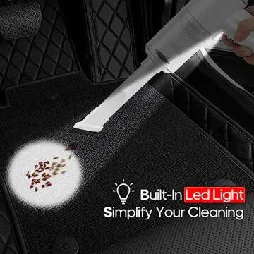 Auloea Mini Car Vacuum Cleaner(4500 pa) Portable Cordless Rechargeable,Tiny Handheld Vacuum, Computer Hand Vacuum for Keyboard and Laptop, Mini Hand Held Vac for Car and Home /V01/White