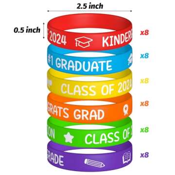 WATINC Kindergarten Graduation Silicone Bracelets Class of 2024 - 36 Pack Colorful Rubber Wristbands...