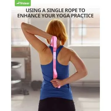Trideer Stretching Strap Yoga Strap Physical Therapy for Home Workout, Exercise, Pilates and Gymnastics, 10 Loops Non-Elastic Stretch Bands with Aesthetic Packaging for Women & Men (Pink)