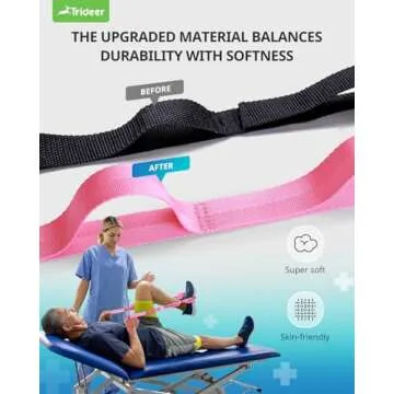 Trideer Stretching Strap Yoga Strap Physical Therapy for Home Workout, Exercise, Pilates and Gymnastics, 10 Loops Non-Elastic Stretch Bands with Aesthetic Packaging for Women & Men (Pink)
