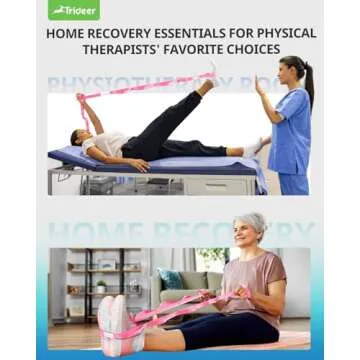 Trideer Stretching Strap Yoga Strap Physical Therapy for Home Workout, Exercise, Pilates and Gymnastics, 10 Loops Non-Elastic Stretch Bands with Aesthetic Packaging for Women & Men (Pink)