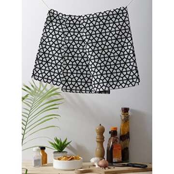 Premium Kitchen Combo 100% Cotton - Set of Apron, Oven Mitten, Pot Holder & Pair of Kitchen Towels for Gifting, Baking, Thanksgiving & Cooking | The Hive in Black Printed | Pack of 5