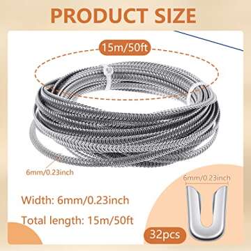 16 Yards 50 ft Corset Boning for Sewing Spiral Metal Boning with 32 Tips Stainless Steel Corset Boning Stays 1/4" Boning for Sewing Costumes Making