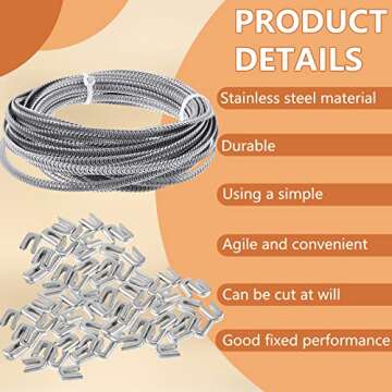 16 Yards 50 ft Corset Boning for Sewing Spiral Metal Boning with 32 Tips Stainless Steel Corset Boning Stays 1/4" Boning for Sewing Costumes Making