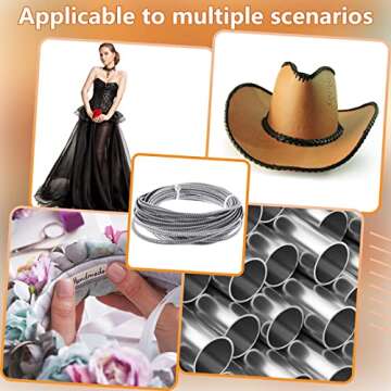 16 Yards 50 ft Corset Boning for Sewing Spiral Metal Boning with 32 Tips Stainless Steel Corset Boning Stays 1/4" Boning for Sewing Costumes Making