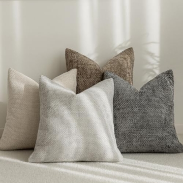 LANANAS Neutral Decorative Throw Pillow Covers 18x18 Inch for Living Room Couch Bed Sofa Farmhouse B...