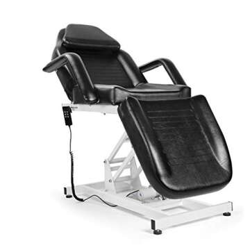 Salon Style Electric Black Massage Table Beauty Bed Chair with Motorized Reclinable Height Power Lif...