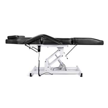 Salon Style Electric Black Massage Table Beauty Bed Chair with Motorized Reclinable Height Power Lift Salon Studio Equipment