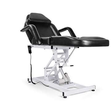 Salon Style Electric Black Massage Table Beauty Bed Chair with Motorized Reclinable Height Power Lift Salon Studio Equipment