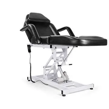 Salon Style Electric Black Massage Table Beauty Bed Chair with Motorized Reclinable Height Power Lift Salon Studio Equipment