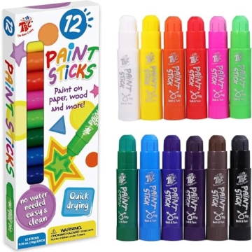 Non-Toxic Washable Paint Sticks for Kids 12 Vibrant Colors