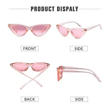 GIFIORE Retro Vintage Narrow Cat Eye Sunglasses for Women Clout Goggles Plastic Frame Cardi (Pink Frame Pink Lens, 51)
