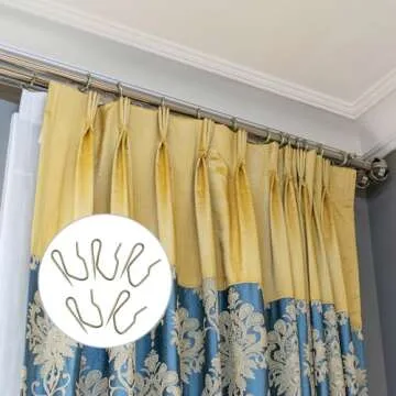 Shappy 120 Pack Drapery Hooks Pins for Curtains, Metal Pinch Pleat Hooks with Clear Box 1.2 Inch for Window Door and Shower Curtain(Antique Brass)
