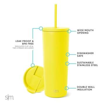 Simple Modern Insulated Tumbler with Lid and Straw | Iced Coffee Cup Reusable Stainless Steel Water ...