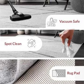 nuLOOM 4x6 Thigpen Contemporary Area Rug, Grey, Abstract Lines, Non-Slip Backing, Stain Resistant, For Bedroom, Dining Room, Living Room, Hallway, Office, Kitchen, Entryway