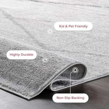 nuLOOM 4x6 Thigpen Contemporary Area Rug, Grey, Abstract Lines, Non-Slip Backing, Stain Resistant, For Bedroom, Dining Room, Living Room, Hallway, Office, Kitchen, Entryway