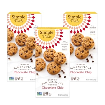 Simple Mills Almond Flour Crunchy Cookies, Chocolate Chip - Gluten Free, Vegan, Healthy Snacks, Made...