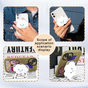 Yuibthr Phone Grip Cute 2D Cloud Shape Collapsible Expandable, Smartphone Tablet Cell Phone Grip Sta...