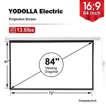 YODOLLA Motorized Projector Screen 84",16:9 4K HD Electric Projector Screen Wall Mounted Ceiling Automatic Retractable Movie Screen for Indoor Outdoor