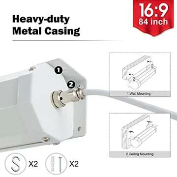 YODOLLA Motorized Projector Screen 84",16:9 4K HD Electric Projector Screen Wall Mounted Ceiling Automatic Retractable Movie Screen for Indoor Outdoor