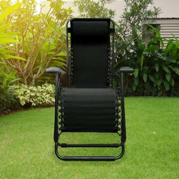 Caravan Sports Zero Gravity Outdoor Portable Folding Camping Lawn Deck Patio Pool Recliner Lounge Ch...