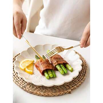 MDZF SWEET HOME 8.5-Inch Ceramic Dinner Plates Set, Pasta Serving Plates, Dessert Dishes Unique Tabl...