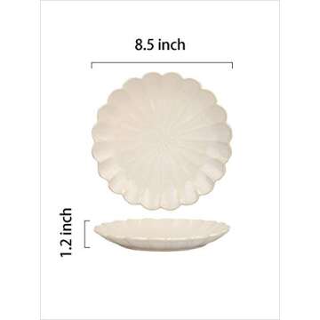 MDZF SWEET HOME 8.5-Inch Ceramic Dinner Plates Set, Pasta Serving Plates, Dessert Dishes Unique Tableware Set of 4, White