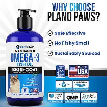 Omega 3 Fish Oil for Cats - Better Than Salmon Oil - Kitten & Cat Vitamins and Supplements - Cat Dandruff Treatment - Liquid Fish Oil for Pets - Shedding Support - Cat Health Supplies for All Ages