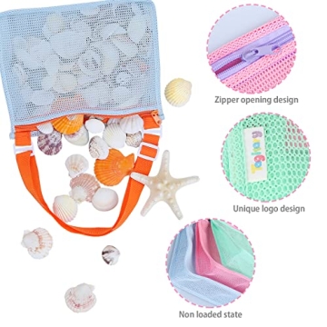 Tagitary Mesh Beach Bags Kids Shell Collecting Swimming Accessories