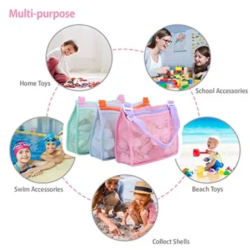 Tagitary Mesh Beach Bags Kids Shell Collecting Swimming Accessories