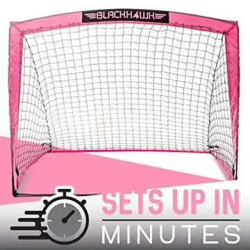 Franklin Sports Blackhawk Backyard Soccer Goal - Portable Kids Soccer Net - Pop Up Folding Indoor + Outdoor Goals - 4' x 3' - Pink