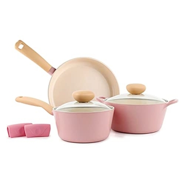 Neoflam Retro 5-Piece Ceramic Nonstick Cookware Set with Holographic Finish