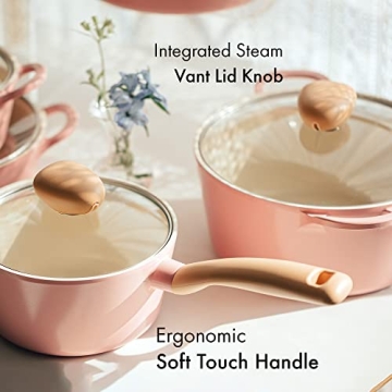 Neoflam Retro 5-Piece Nonstick Cookware Set in Pink