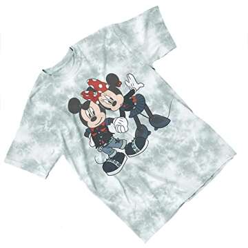 Disney Ladies Mickey Mouse Fashion Shirt Mickey & Minnie Mouse Clothing - Mickey Mouse Tie Dye T-Shirt (Grey Cloud Wash, Small)