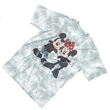 Disney Ladies Mickey Mouse Fashion Shirt Mickey & Minnie Mouse Clothing - Mickey Mouse Tie Dye T-Shirt (Grey Cloud Wash, Small)