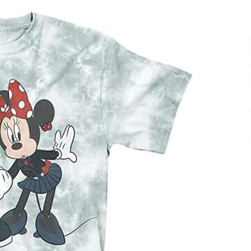 Disney Ladies Mickey Mouse Fashion Shirt Mickey & Minnie Mouse Clothing - Mickey Mouse Tie Dye T-Shirt (Grey Cloud Wash, Small)