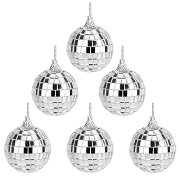 Mirror Disco Balls Set - Silver Disco Party Decoration Bright Reflective Mirror Christmas Balls Easy...