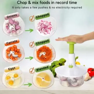 Brieftons Express Manual Food Chopper: 6.8-Cup, Hand Chopper Vegetable Cutter to Chop Veggies, Fruits, Herbs, Garlic Onion Chopper for Salsa, Salad, Pesto, Hummus, Guacamole, Coleslaw, Indian Cooking
