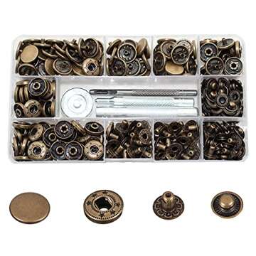 80 Sets Leather Snap Fasteners Kit, BetterJonny 15mm Metal Snap Buttons Heavy Duty Press Studs Antiq...
