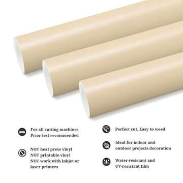 TECKWRAP Permanent Adhesive Vinyl 12" x 10ft, Matte Beige