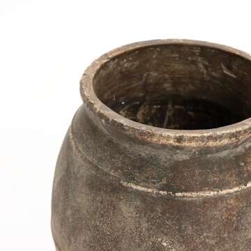 LuxenHome Rustic Pottery Ceramic Vase,Vintage Large Flower Vase for Dining Table Shelf Room Decor Ginger Root Brown Terracotta Vases,13.6-Inch Tall Urn Farmhouse Vases Home Decor Living Room