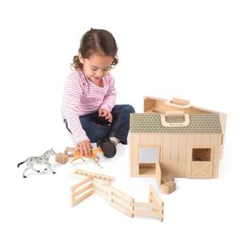 Melissa & Doug Fold and Go Wooden Horse Stable for Kids