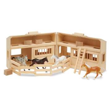 Melissa & Doug Fold and Go Wooden Horse Stable for Kids