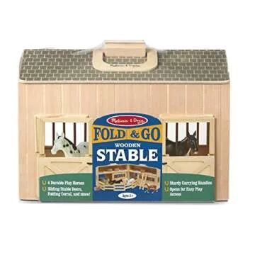 Melissa & Doug Fold and Go Wooden Horse Stable for Kids