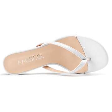 Aachcol Womens Open Toe Flip Flops Stiletto Backless Slippers Slip on Kitten Heel Thong Sandals Slides Party Dress Mules 2.6 Inches Heels White 6 M US