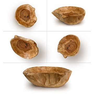 Wooden Bowl, Handmade Wooden Bowls with Wood Bead Garland, Natural, Fruit Bowl, Key Bowl for Decor, 8in-10in